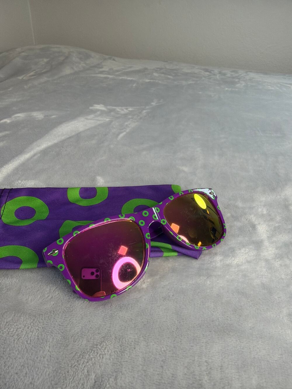 Phish Fishman Donut Sunglasses Mirrored Pink Gold Lens Jam Band Pouch Lot Merch - Picture 1 of 4